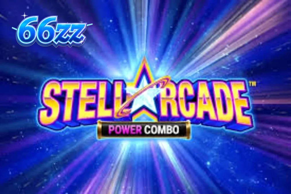 Stellarcade Power Combo slot game interface with neon space theme